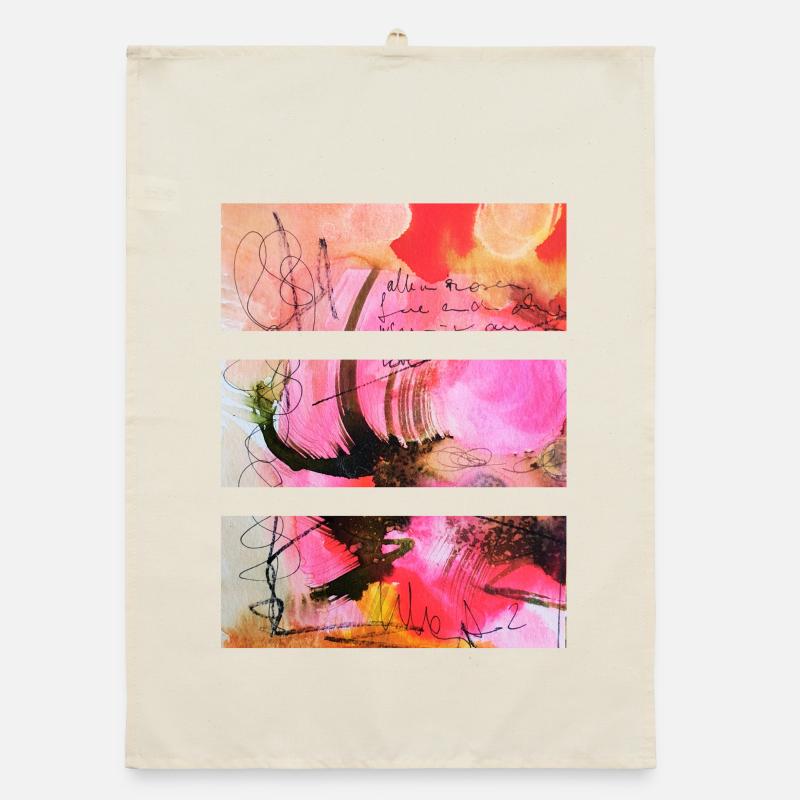 Art abstrait dans les tons roses et noirs Torchon bio