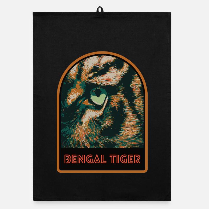 Œil de Tigre en Gros Plan – Illustration Intense Torchon bio