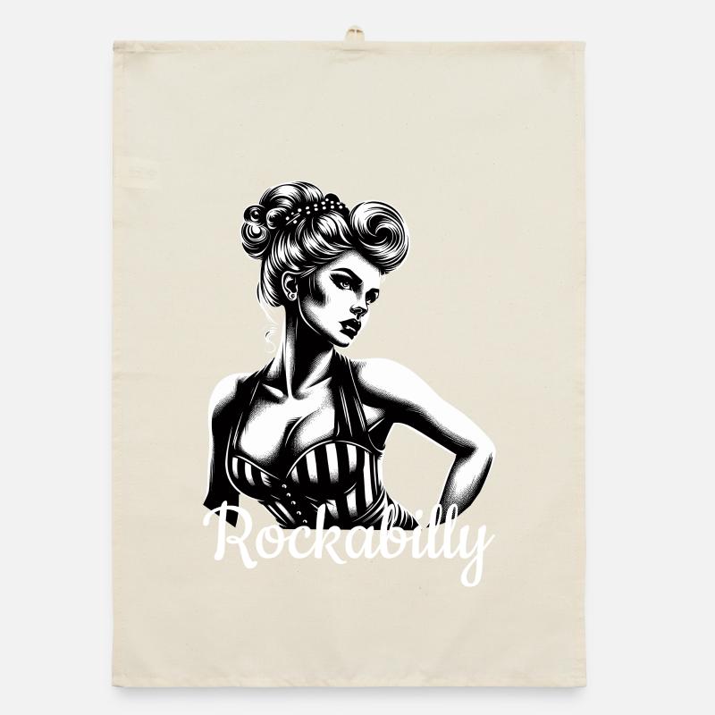Rockabilly Wife Gift Organic dish towel