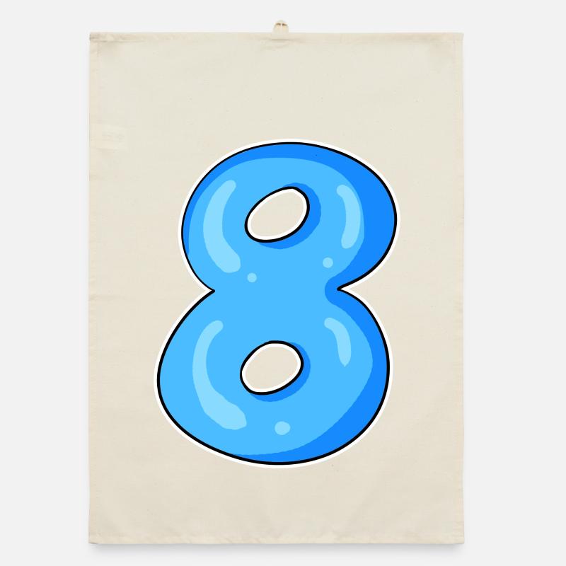 Numéro 8 Numéro Huit Motif Bleu Torchon bio