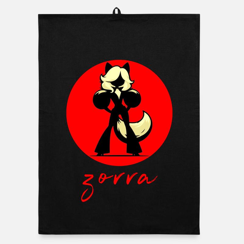 Red Background Fox Organic dish towel