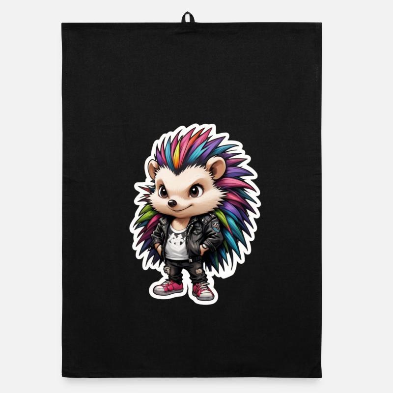 Rocker Igel - Organic Geschirrtuch - Schwarz