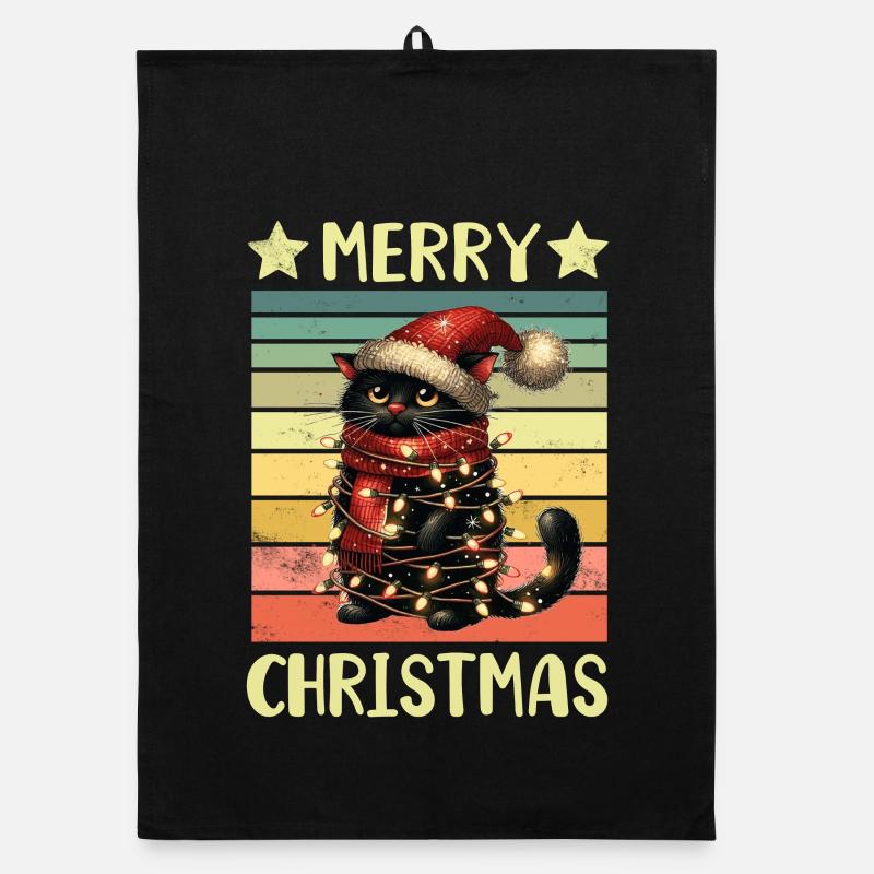 Schwarze Katze Weihnachten Organic Geschirrtuch