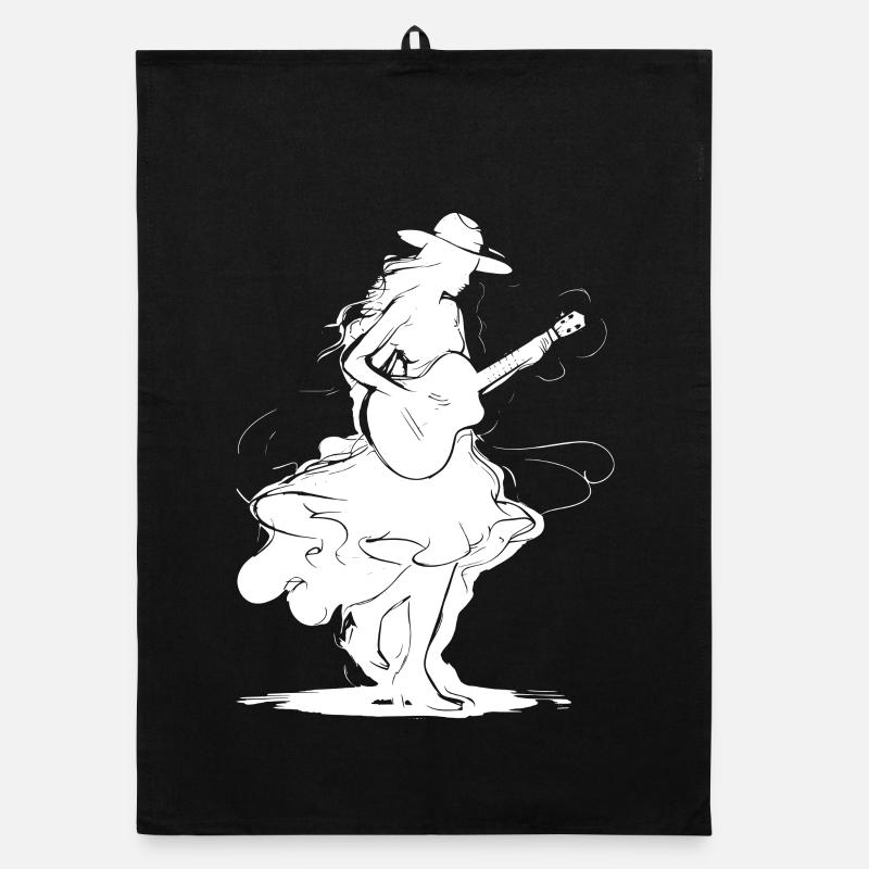 Guitar Girl Organic dish towel