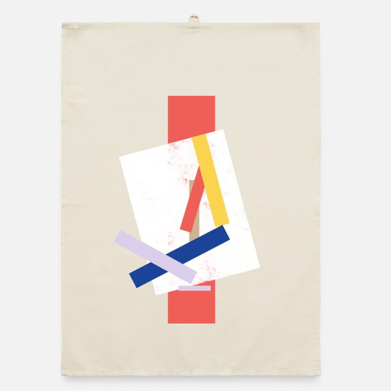 Abstract color block pattern distorted face Organic dish towel