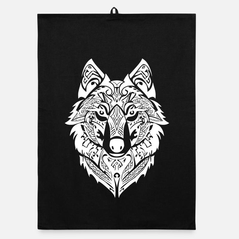 Tribal Wolf Nordic Tattoo Organic Geschirrtuch