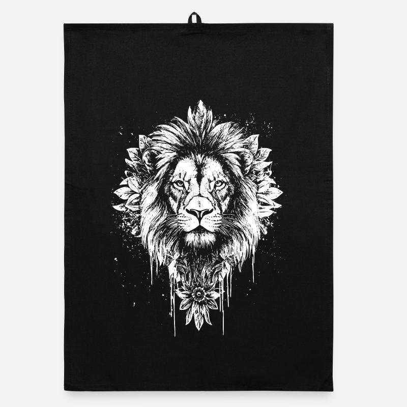 Mandala tête de lion et visage de lion Torchon bio