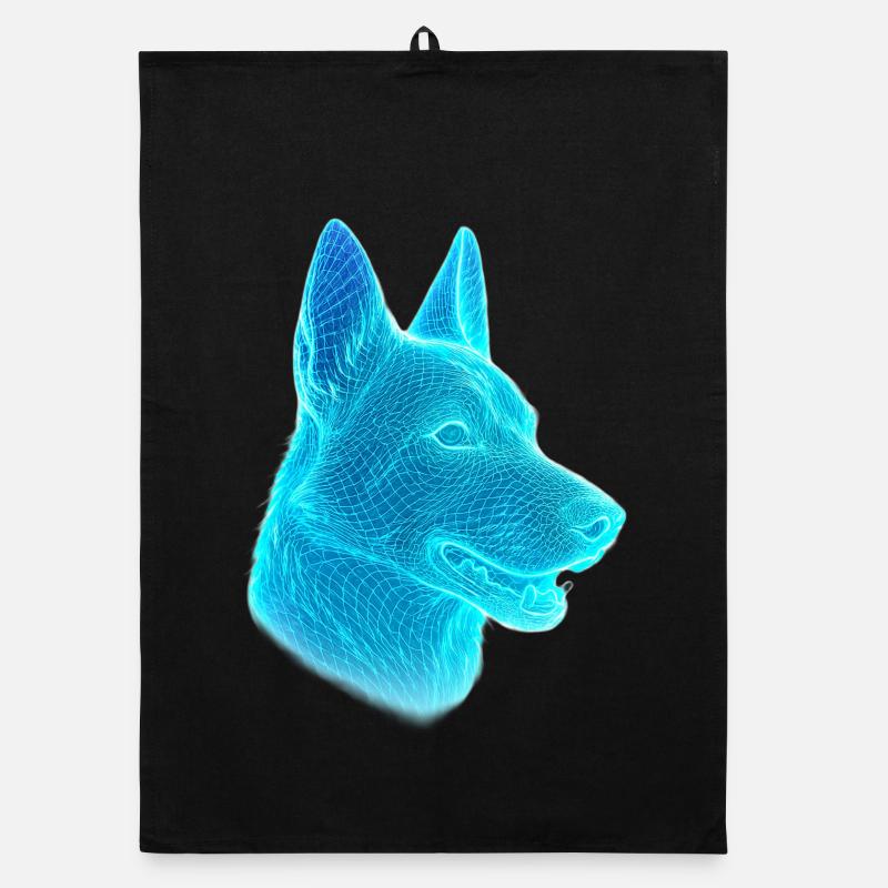 Néon Tête de Loup Net Art Torchon bio