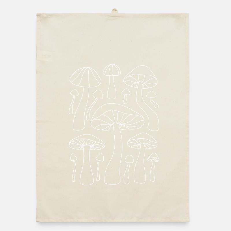 Lineart Mushroom Pattern Organic dish towel