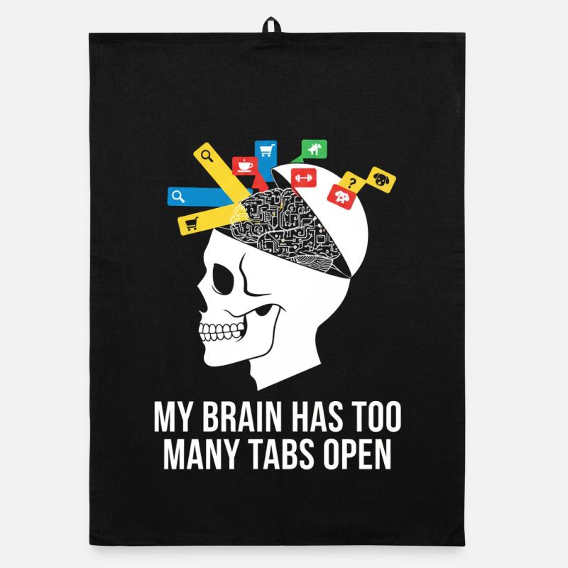 Tabs öffnen Schädelhirn Meme - Organic Geschirrtuch - Schwarz