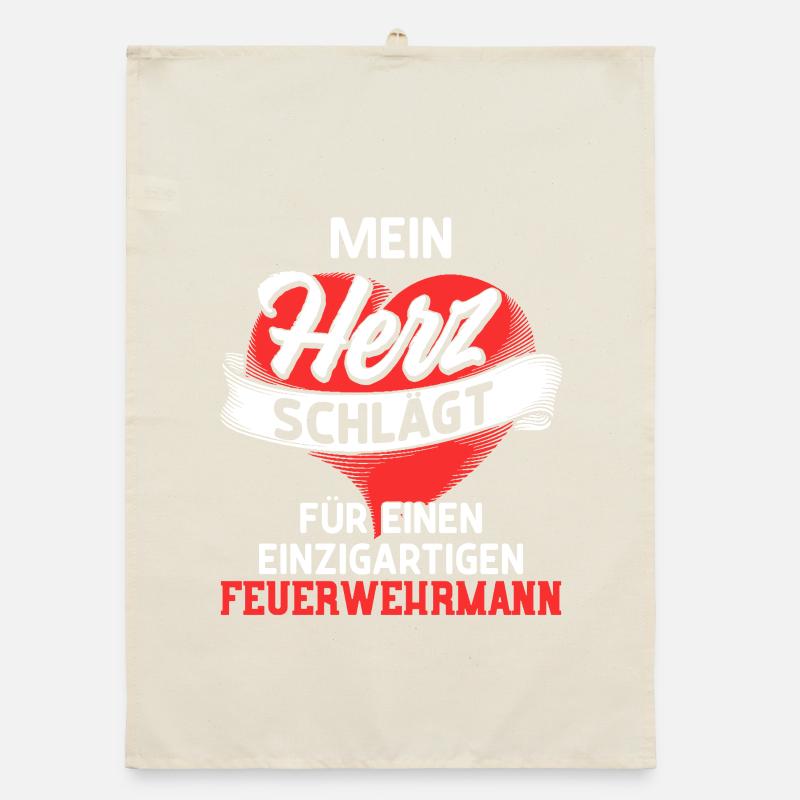 Heart beats for a firefighter Organic dish towel