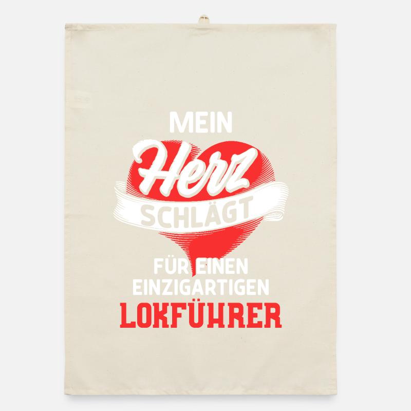 My heart beats for a train driver / train, train Organic dish towel