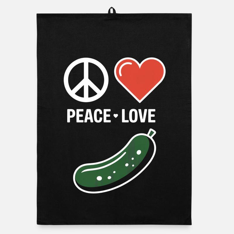 Peace Love Cucumber Drôle de cornichon Dicton Torchon bio