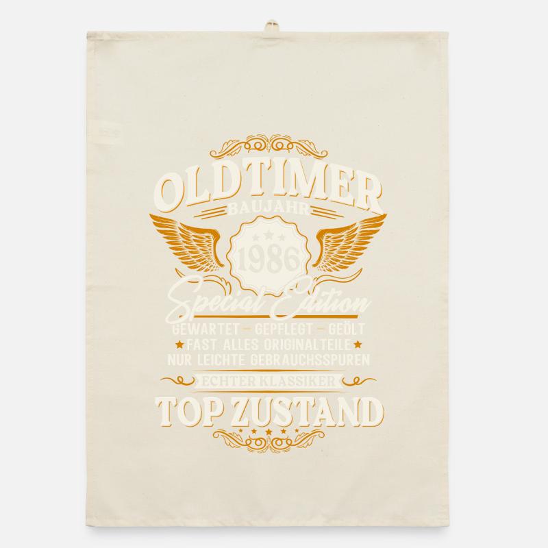 Oldtimer 1986 Baujahr 40. Geburtstag Geschenk Organic Geschirrtuch