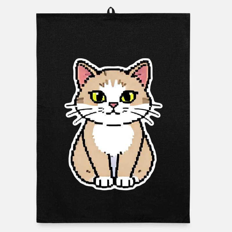 Katze Pixel Art Organic Geschirrtuch