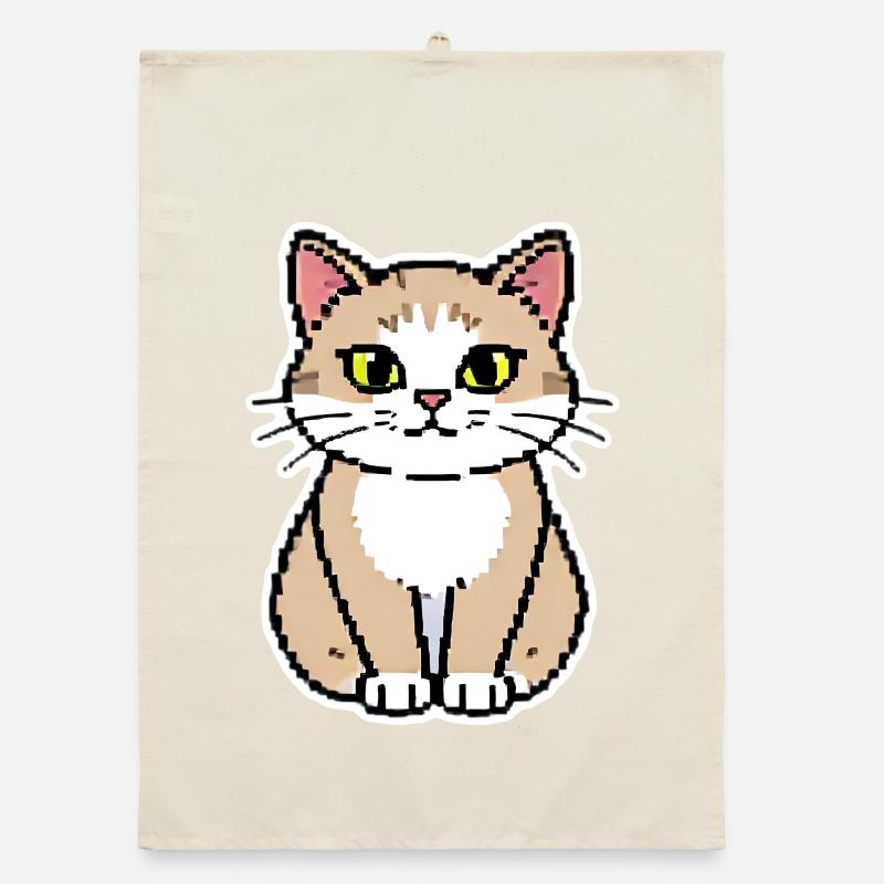 Katze Pixel Art Organic Geschirrtuch