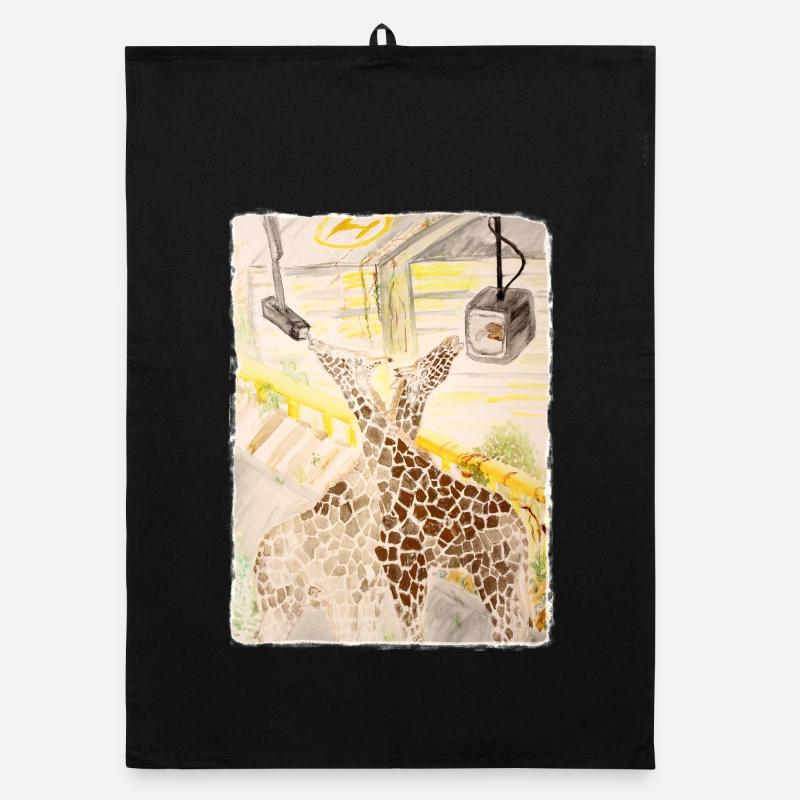 Giraffe Amid Neon Transit Organic dish towel