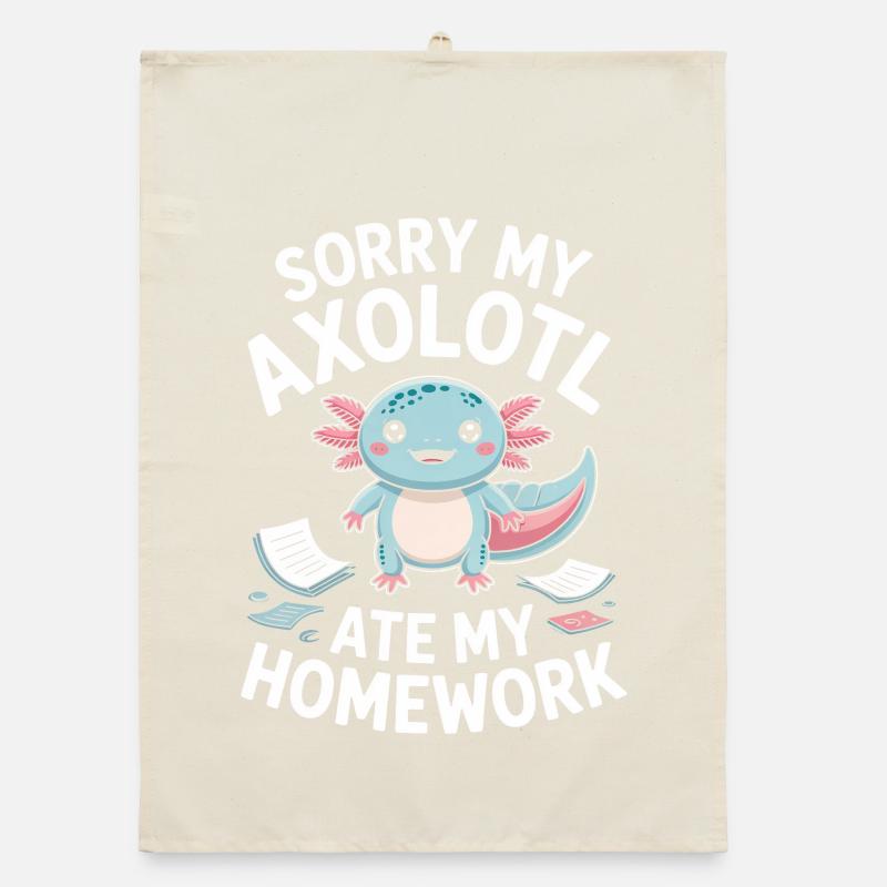 Cute Axolotl Homework Mishap Organic dish towel