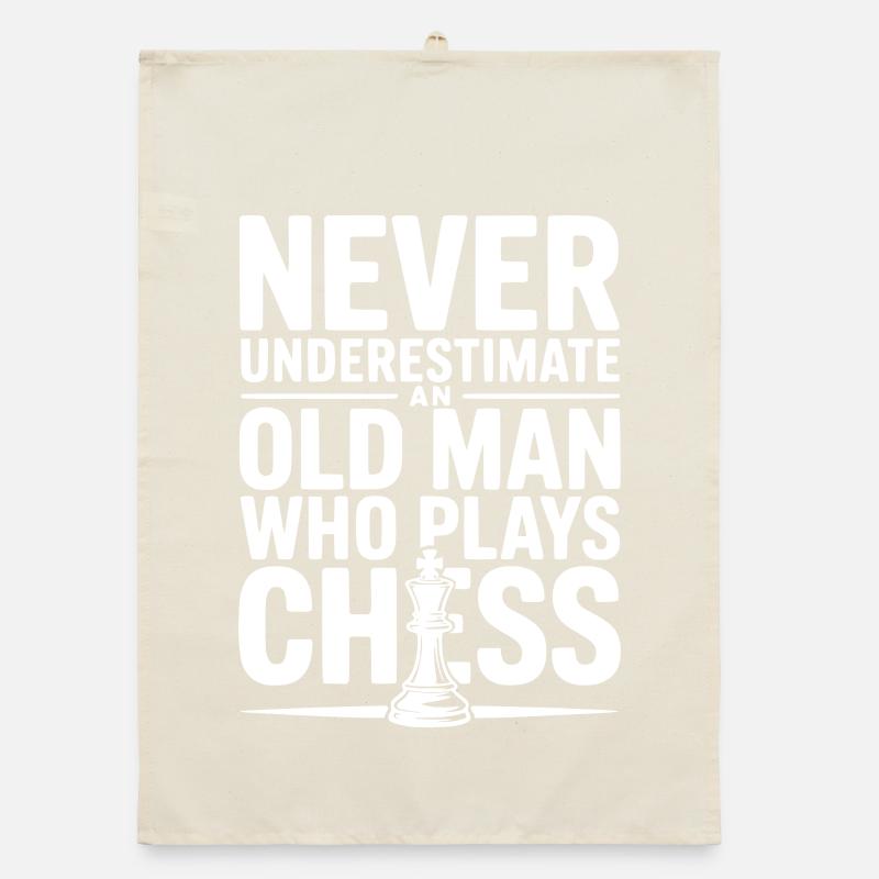 Never Underestimate and Old Man Who Plays Chess Organic dish towel