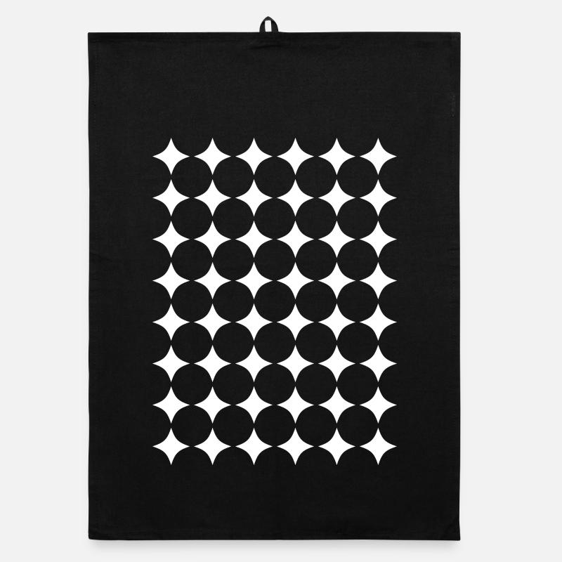 Polka Dot Grid: Bold Black Circles Organic dish towel