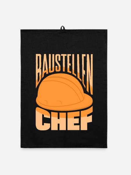 Baustellen Chef Bauleiter Handwerker Hausbau - Organic Geschirrtuch - Schwarz - Vorne
