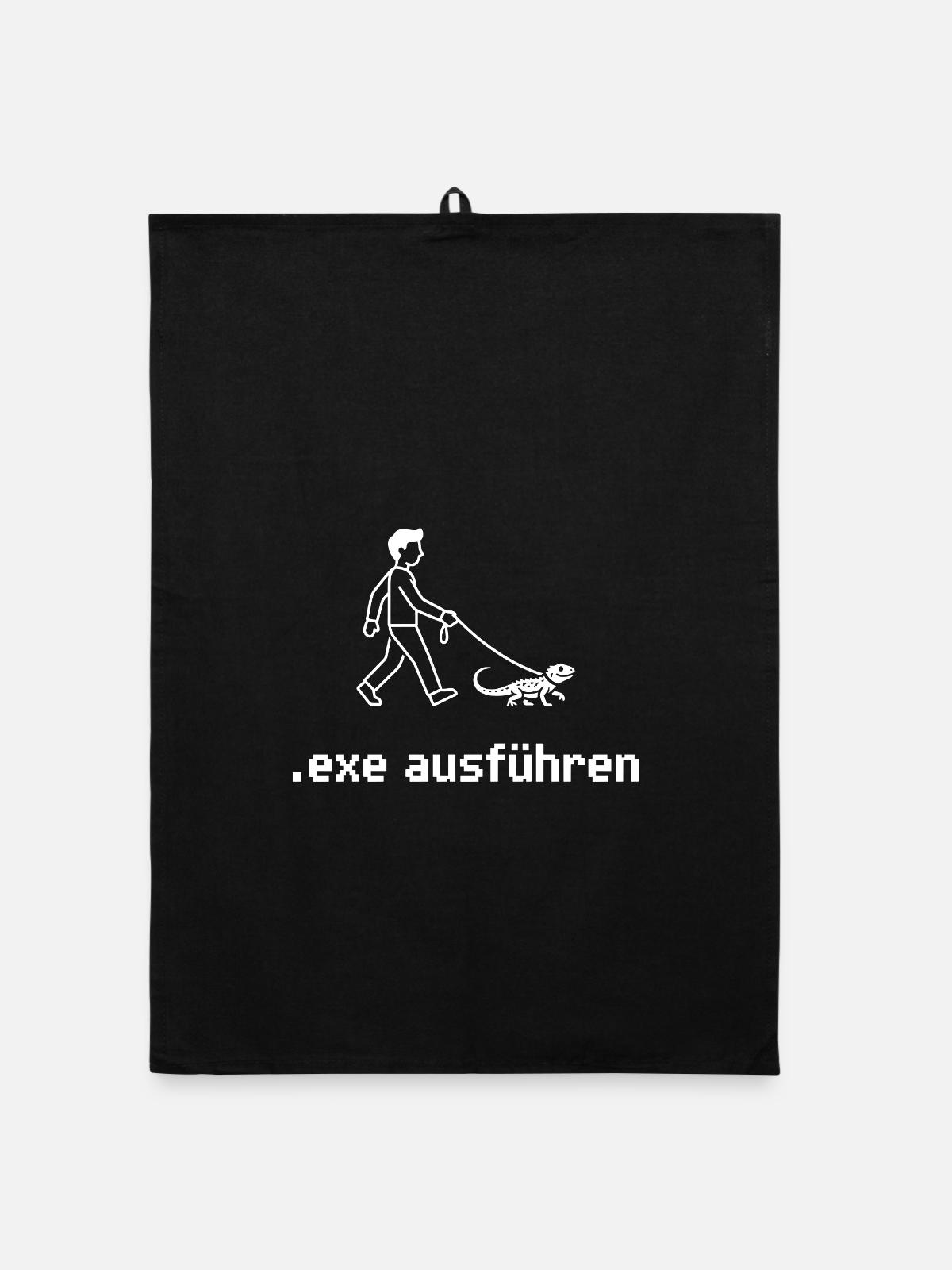 Admin Exe Ausführen - Organic Geschirrtuch - Schwarz - Vorne