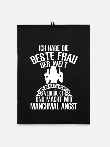 Ich Habe Die Beste Frau Welt - Organic Geschirrtuch - Schwarz - Vorne