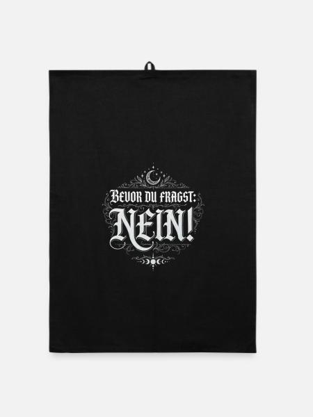 Bevor du fragst nein Gothic - Organic Geschirrtuch - Schwarz - Vorne