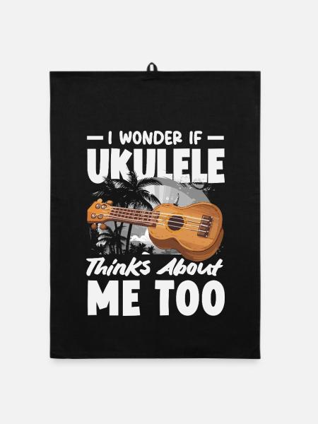 Funny Ukulele Designs and Sayings - Organic dish towel - black - Front