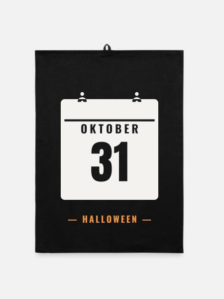 31 Oktober Kalender Halloween Datum Spooky Grusel - Organic Geschirrtuch - Schwarz - Vorne