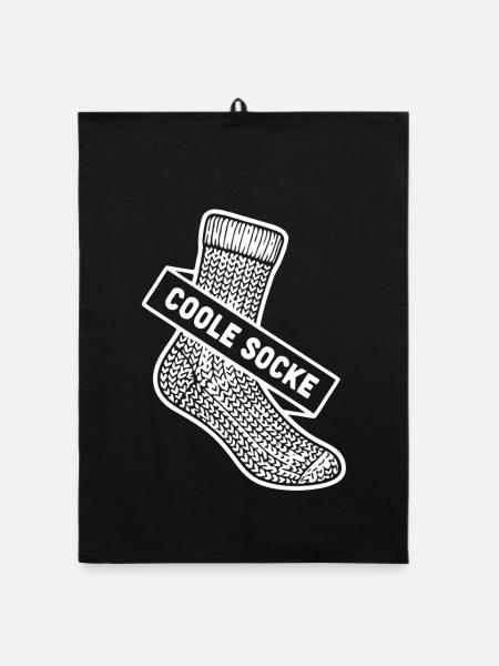Coole Socke Banner - Organic Geschirrtuch - Schwarz - Vorne