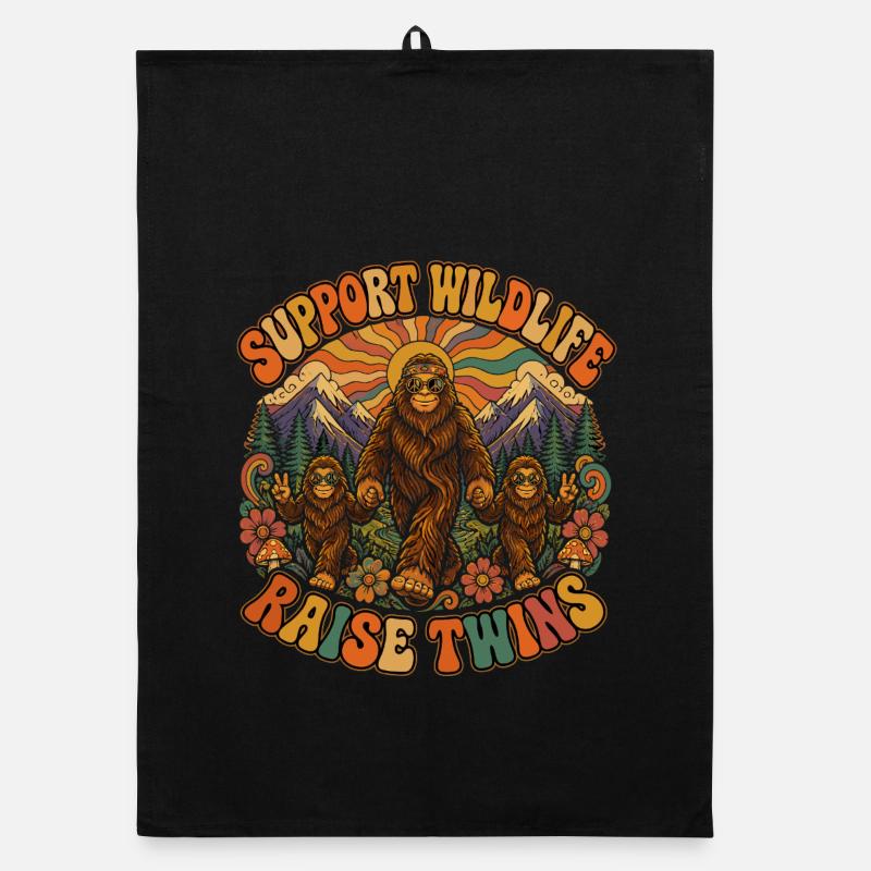Bigfoot and Twins: Support the Wild Organic dish towel