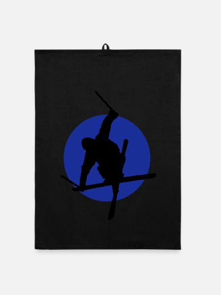 Ski freestyle icon - Organic dish towel - black - Front