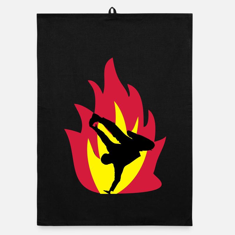 Breakdancer in the fire Organic dish towel