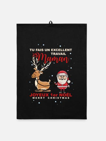 1. Weihnachten - Organic Geschirrtuch - Schwarz - Vorne