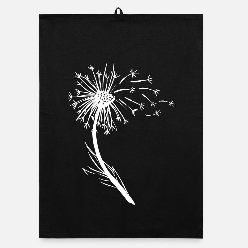 Minimalistische Blumendesign - Organic Geschirrtuch - Schwarz
