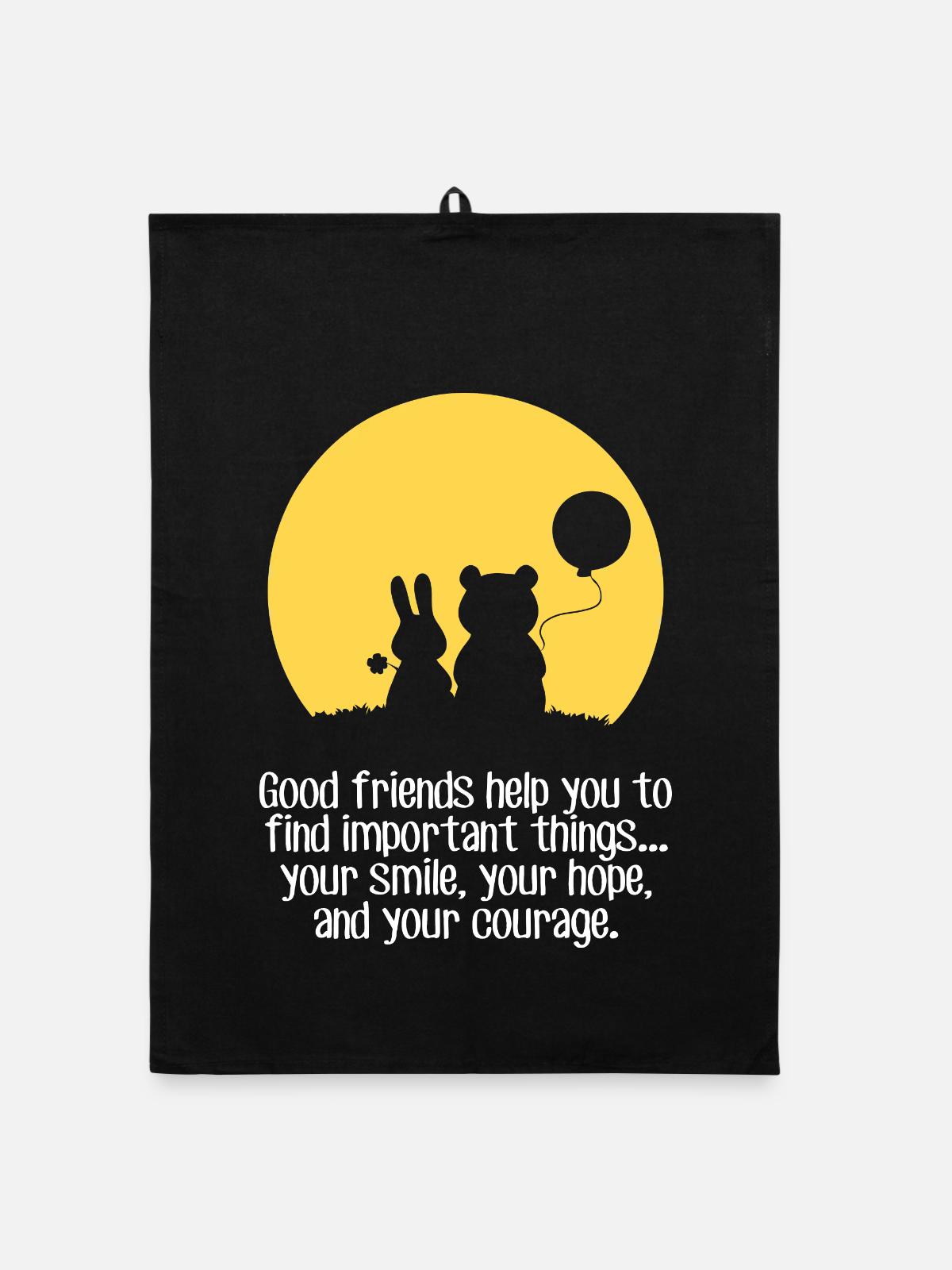 Smile, hope, courage - Organic dish towel - black - Front