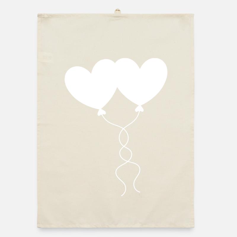 coeur blanc cadeau saint valentin Torchon bio