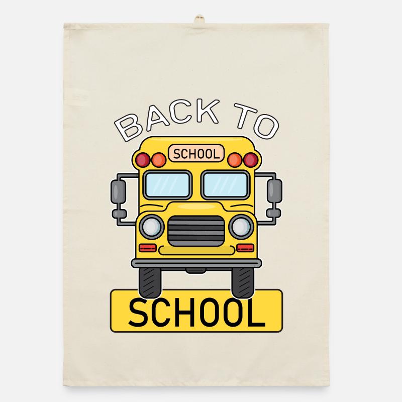 Back to school Schulbeginn Schulbus Organic Geschirrtuch