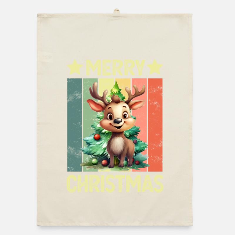 Joyeux renne de Noël Torchon bio