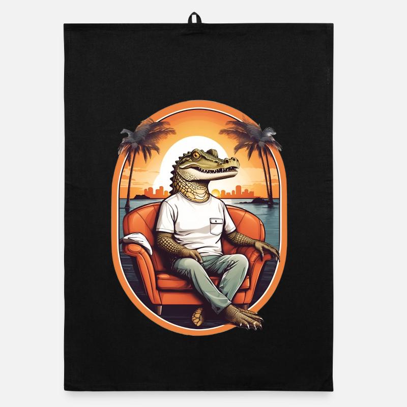 Alligator auf Sofa Organic Geschirrtuch