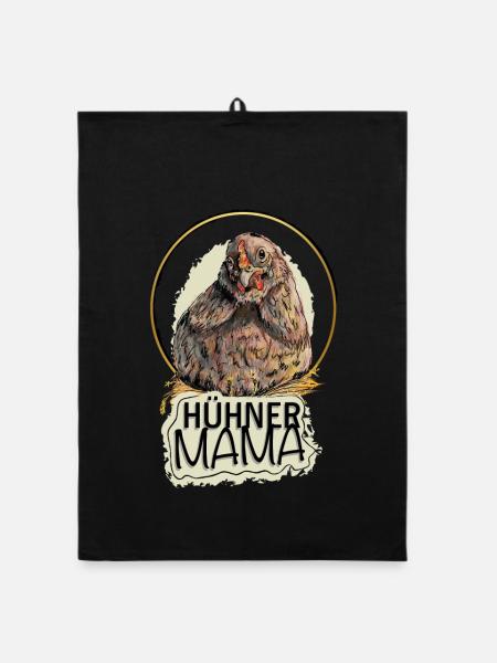 Die Hühner Mama - Organic Geschirrtuch - Schwarz - Vorne