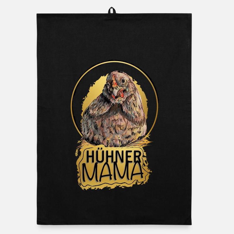 Hühner Mama - Organic Geschirrtuch - Schwarz