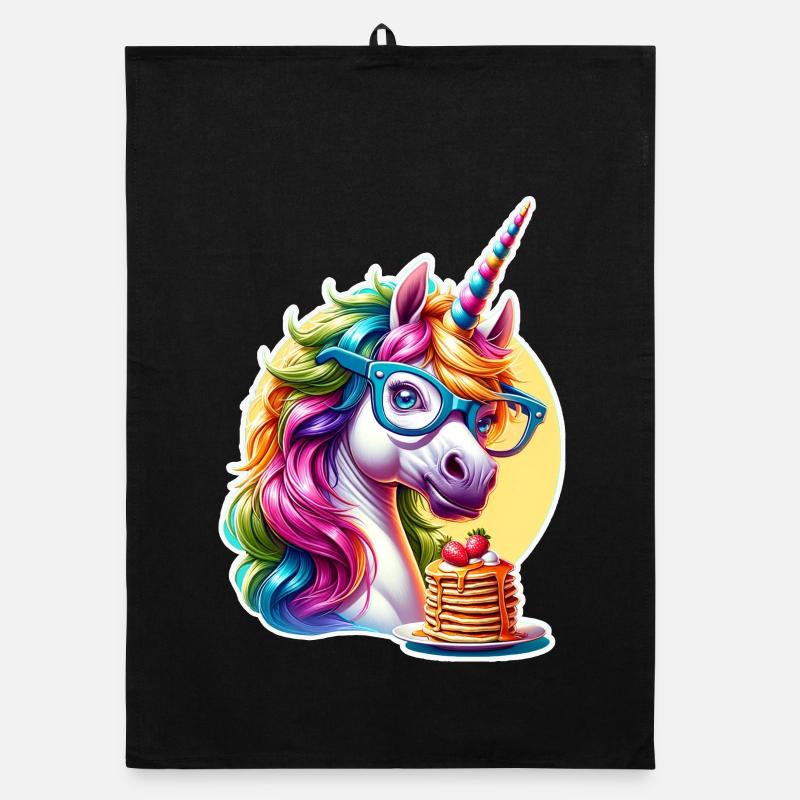 Rainbow Unicorn with Glasses Organic dish towel