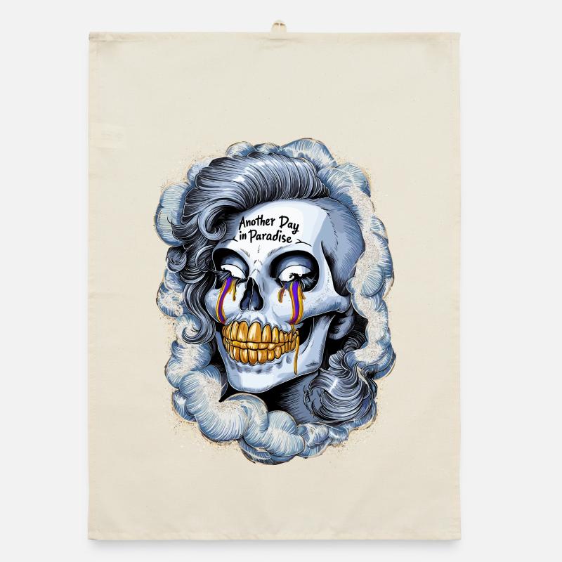 Another Day in Paradise - Skelettschädel Organic Geschirrtuch
