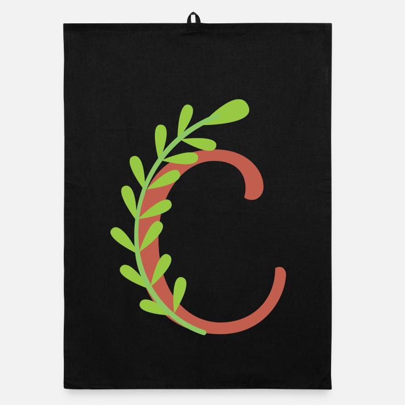 Eleganter Buchstabe 'C' mit Blumen Organic Geschirrtuch