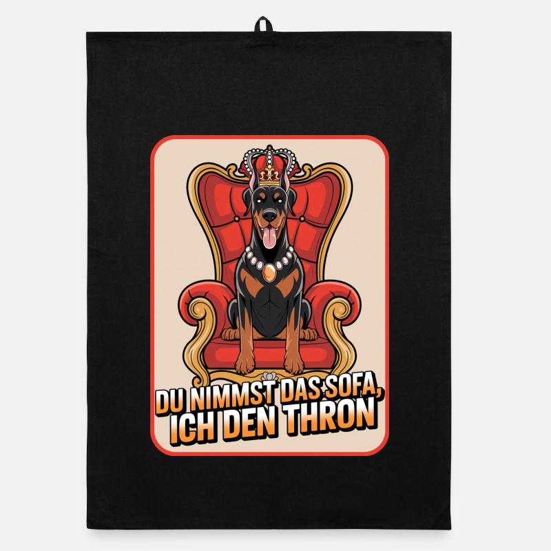 Doberman You Take The Sofa I Take The Throne Dog Organic dish towel