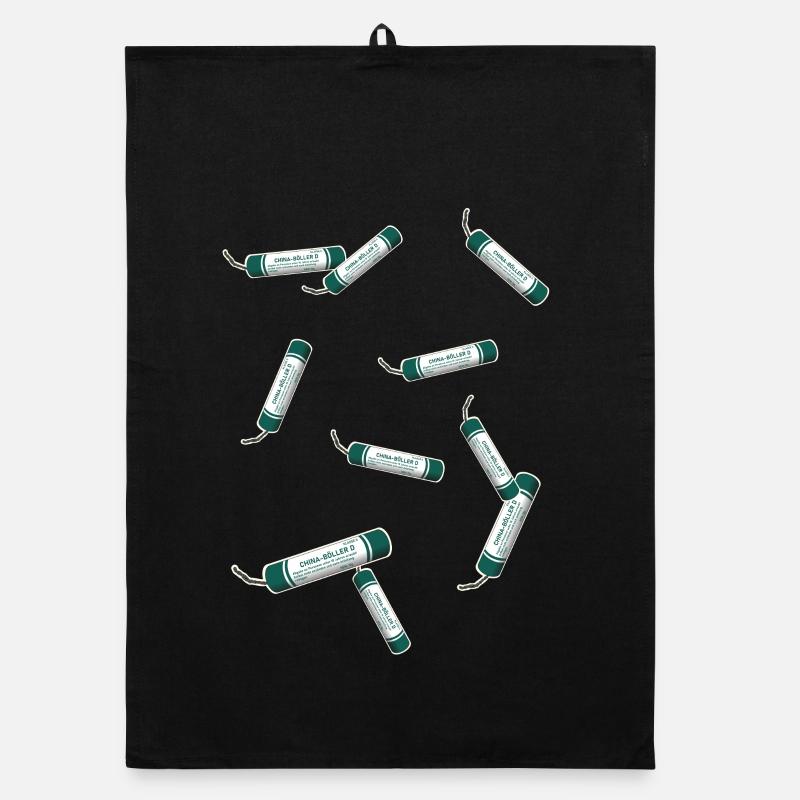 Pyro firecrackers - Organic dish towel - black