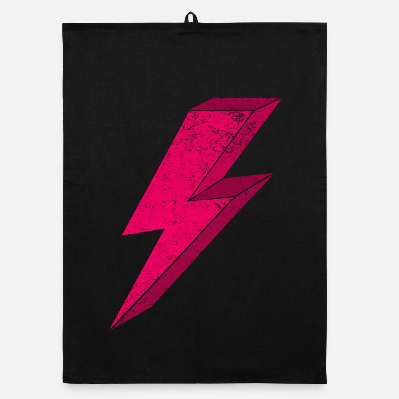 Bright Pink Lightning Design 3D Organic dish towel
