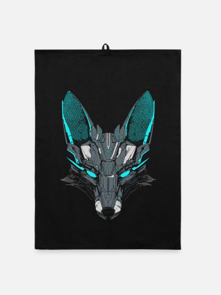 Mecha Fox - Organic dish towel - black - Front